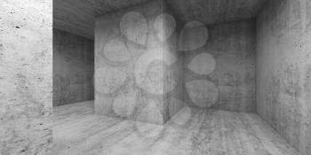 Empty gray concrete room interior. Abstract minimal architectural background, 3d render illustration