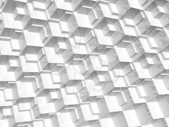 Abstract white digital pattern, background texture with cubical mosaic relief. 3d rendering illustration