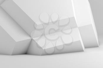 Abstract white modern interior background with parametric geometric installation, 3d rendering illustration