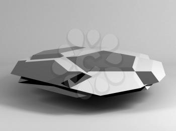 Abstract geometric object over light gray background with soft shadow, 3d rendering illustration