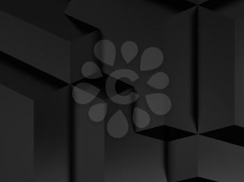 Abstract shiny black cgi background. Geometric pattern, 3d rendering illustration 