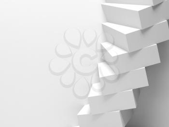 Abstract parametric background, spiral installation of boxes over white wall, 3d rendering illustration 