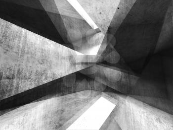 Abstract dark mixed media background, intersected concrete walls, digital  illustration with double exposure effect, 3d render 
