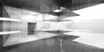 Abstract concrete interior background, digital illustration with double exposure effect, mixed media. 3d rendering illustration 