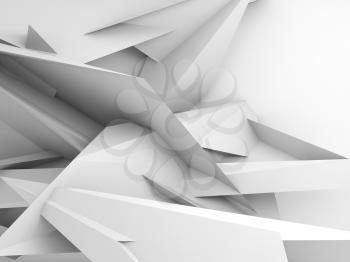 Abstract white digital background, chaotic triangular pattern, 3d rendering illustration