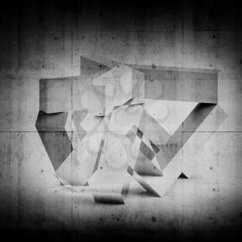 Abstract digital graphic background, intersected corners layer over grungy concrete texture, mixed media illustration with double exposure effect, 3d rendering illustration