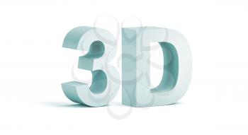 3D, digital text on white background with soft shadow. 3d rendering illustration