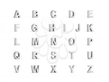 Full 3d alphabet, set of letters isolated on white background with soft shadow, 3d rendering illustration 