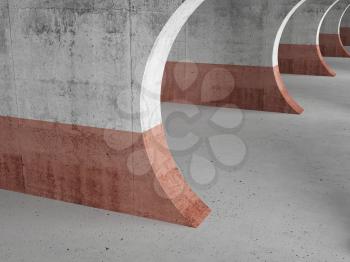Abstract empty concrete interior background, grungy gallery perspective, 3d rendering illustration