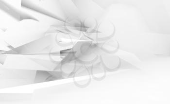 Abstract 3d background, chaotic white digital triangular pattern, double exposure effect. 3d rendering illustration