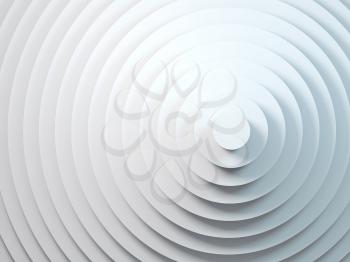 Abstract geometric background with white concentric circles installation, 3d rendering illustration 