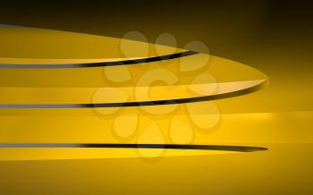 Abstract computer graphic background with shiny yellow discs structure. 3d rendering illustration
