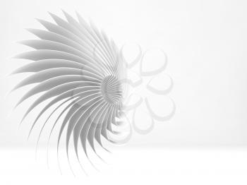 Abstract white spiral structure, digital graphic background, 3d rendering illustration