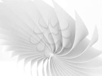 Abstract white bent parametric structure, digital graphic background, 3d rendering illustration