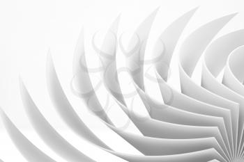 Abstract white cgi background with parametric wrap structure, 3d rendering illustration