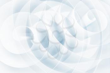 Abstract blue white digital graphic background with intersected spirals, multi exposure effect. 3d rendering illustration
