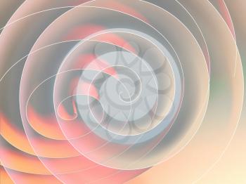 Abstract digital graphic background with colorful spirals, double exposure effect. 3d rendering illustration