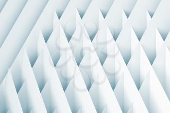 Abstract geometric background. Intersected white paper sheets, blue toned cgi pattern. 3d rendering illustration