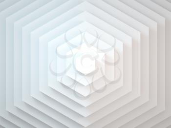 Abstract digital graphic background with hexagons installation, front view. 3d rendering illustration 