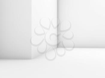 Abstract empty white interior fragment, minimal architecture background, 3d rendering illustration