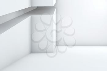 Abstract empty white interior with niche shelf, minimal architectural background, 3d rendering illustration