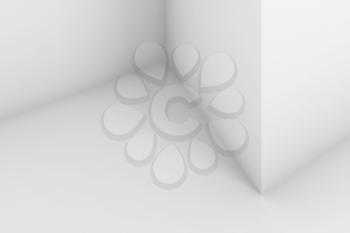 Abstract white interior, fragment with corners, minimal architecture background, 3d rendering illustration