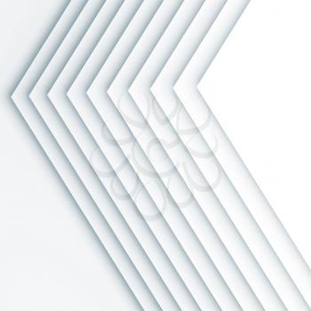 Abstract white background, geometric pattern of paper corners. Square 3d illustration
