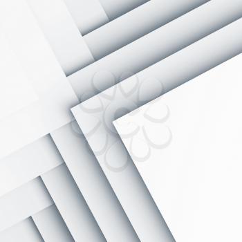 Abstract white digital background, geometric pattern of square paper sheets. Square 3d illustration