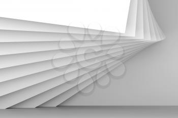 Geometric installation in abstract white interior. 3d render illustration