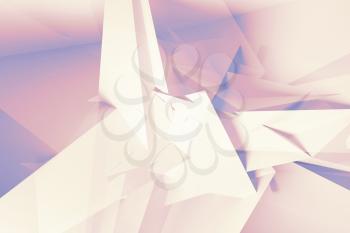 Intersected low poly structures. Abstract soft toned digital background texture, 3d rendering illustration
