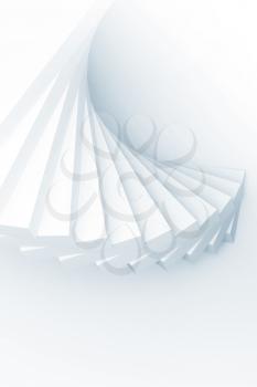 Abstract geometric background, white parametric spiral installation, vertical 3d rendering illustration 