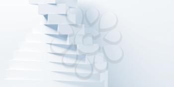 Abstract white parametric spiral installation of boxes, 3d rendering illustration 