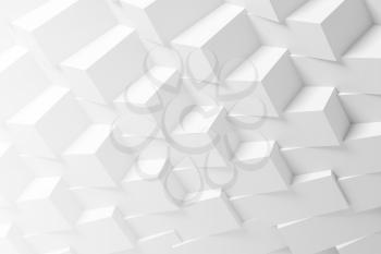 Digital graphic background with parametric white cubes structure, Abstract geometric pattern, 3d rendering illustration 