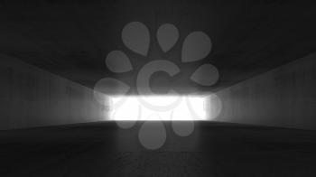 Empty dark concrete corridor perspective, abstract interior background, 3d rendering illustration