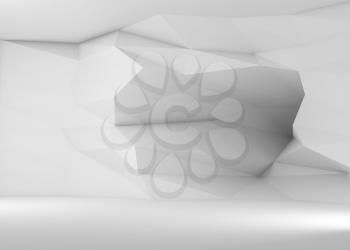 Abstract empty interior background with polygonal pattern on the wall, 3d rendering illustration