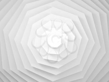 Abstract geometric background with white octagonal installation. 3d rendering illustration 