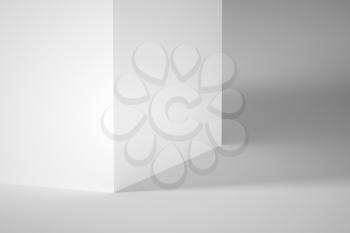 Abstract minimal architectural background. White wall with soft shadows. 3d rendering illustration