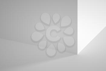 Abstract minimal architectural background. White corner with soft shadows. 3d rendering illustration