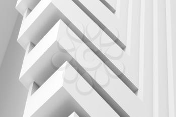 Abstract three dimensional white geometric pattern, installation of corners, cgi background. 3d rendering illustration 