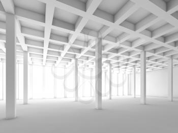 Abstract architecture background with perspective view of white empty room, 3d illustration