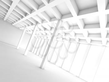 Abstract architecture background with perspective view of white room, 3d illustration