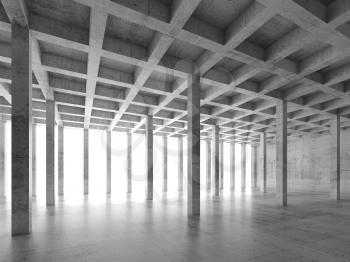 Abstract architecture background with perspective view of empty concrete room, 3d illustration