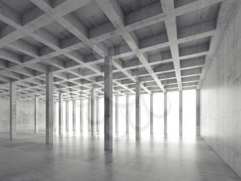 Abstract architecture background, perspective view of empty concrete room, 3d illustration