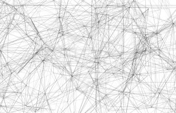 Abstract digital background, black wire-frame mesh over white background, 3d illustration