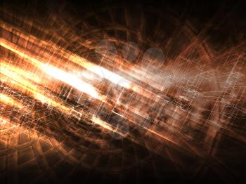 Abstract dark digital background, bright glowing chaotic structures, 3d illustration 