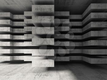 Abstract interior design. Modern concrete architecture background, digital 3d illustration
