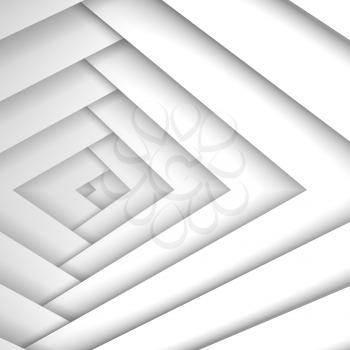 Abstract white geometric background with white corners pattern, 3d illustration