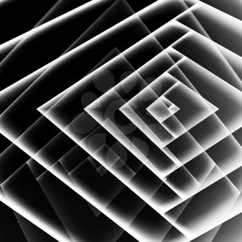 Abstract black geometric background with white corners pattern, 3d illustration, multi exposure effect