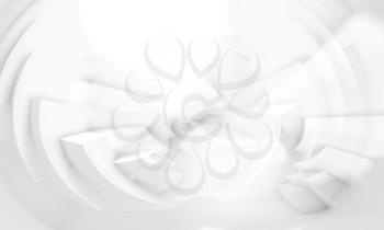 Abstract white 3 d background with chaotic round structures. Digital illustration