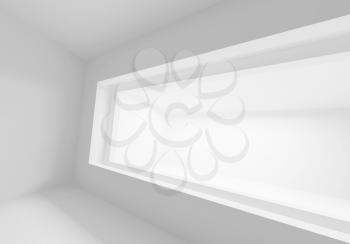 Abstract white architecture background. Empty interior with window frame. 3d illustration
